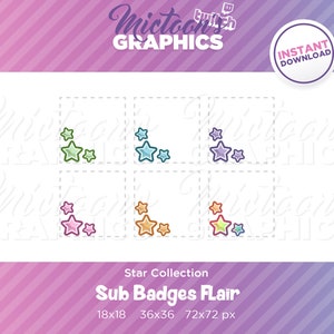 Twitch Sub Badge Flair / Stars / Streamer Graphics  / Gamer / Aesthetic / Pastel / Kawaii