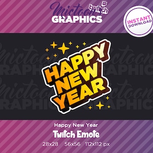 Twitch Szczęśliwego Nowego Roku / Emotikony / Tekst / Streamer Graphics / Discord / Gamer / Gold
