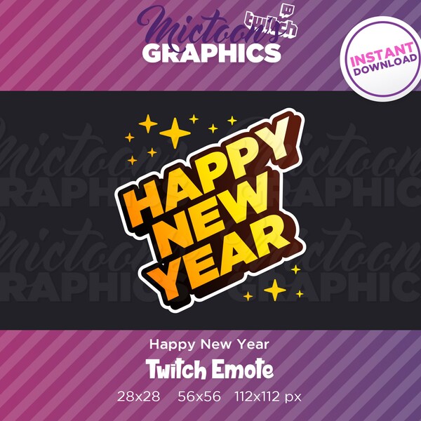 Twitch Happy New Year / Emote / Text / Streamer Graphics / Discord / Gamer / Gold