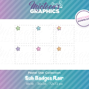 Twitch Sub Badge Flair / Stars / Streamer Graphics  / Gamer / Aesthetic / Rainbow / Pastel / Kawaii