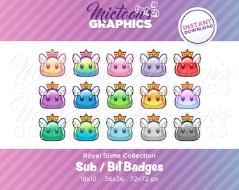 Twitch Slime Sub Badges / Bit Badges / Abonnent Abzeichen / Streamer Grafik / Monster / Ästhetik / Kawaii / Niedlich / Discord / Gamer / Set