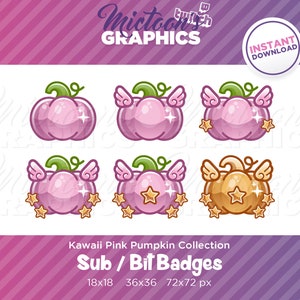 Twitch Pumpkins / Bit Badges / Streamer Graphics / Discord / Gamer / Wings / Emblem / Aesthetic / Pink / Kawaii / Halloween