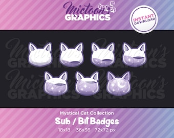 Twitch Kitty Cat Moon Sub / Cheer Bit Anstecker / Streamer Grafik / Discord / Gamer / Kawaii / Ästhetik
