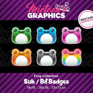 Twitch Frog Collection Badges / Kawaii / Bit Badges / Streamer Graphics / Discord / Gamer / Froggy
