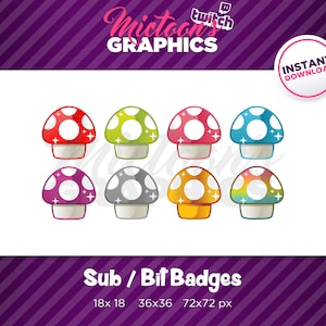 Twitch Mushroom Sub Badges / Bit Badges