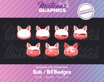 Twitch Kitty Cat Moon Sub / Cheer Bit Anstecker / Streamer Grafik / Discord / Gamer / Kawaii / Ästhetik