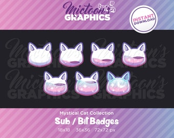Twitch Kitty Cat Moon Sub / Cheer Bit Anstecker / Streamer Grafik / Discord / Gamer / Kawaii / Ästhetik