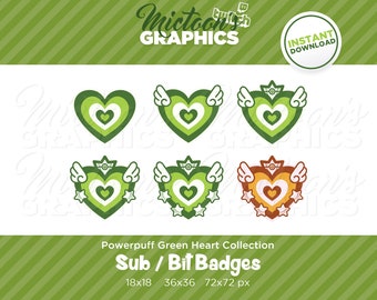 Twitch Powerpuff Hearts Wings Sub Badges / Bit Badges / Streamer Graphics / Discord / Gamer / Kawaii / Aesthetic / Girls