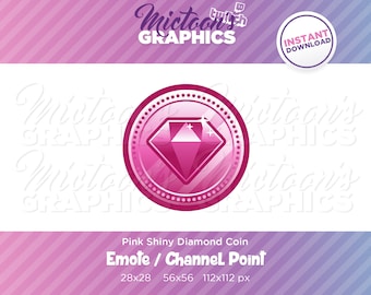 Twitch Pink Diamond Coin Emote / Channel Point / Streamer Grafik / Discord / Gamer / Juwel / Ästhetik