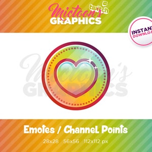 Twitch Rainbow Heart Coin Emote / Channel Point / Streamer Graphics