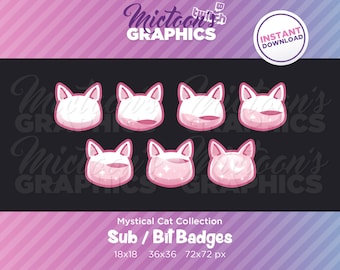 Twitch Kitty Cat Moon Sub / Cheer Bit Anstecker / Streamer Grafik / Discord / Gamer / Kawaii / Ästhetik