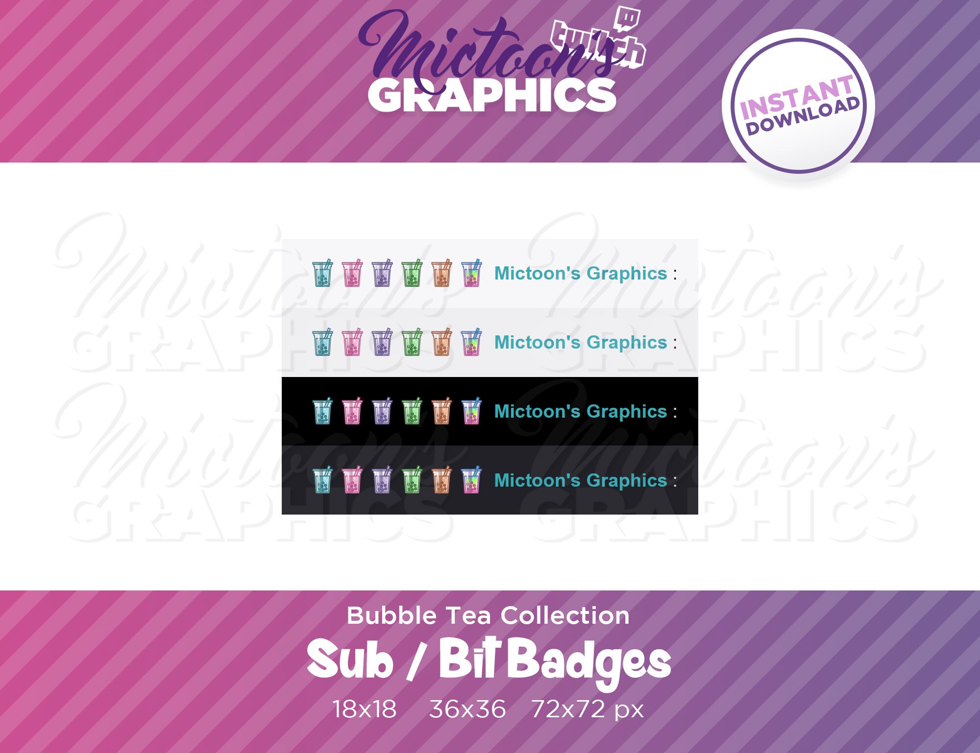 Twitch Bubble Tea Sub Badges / Bit Badges / Set / Collection / Streamer ...
