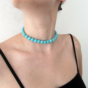 Turquoise Choker - Beaded Turquoise Choker Necklace - Turquoise Necklace - Choker.