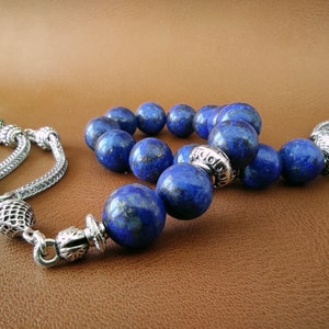 Islamic 11 Prayer Beads, Blue Lapis Lazuli Beads, Tasbih, Misbaha, Sufi, Worry Beads,