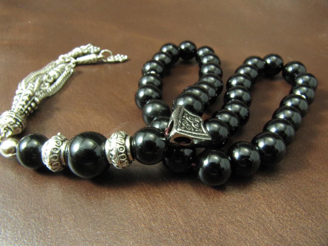 Turkish Islamic 33 Prayer Beads, Tesbih, Onyx Beads, Tasbih, Misbaha