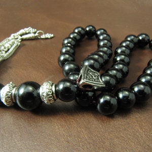 Onyx Prayer Beads: Turkish Islamic Tasbih, 33 Worry Beads