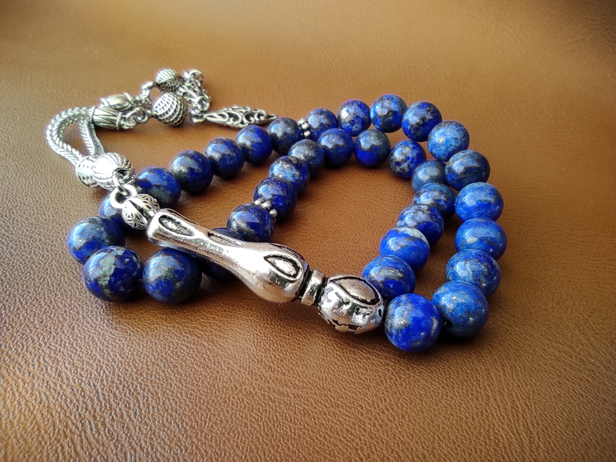 Lapis Lazuli Prayer Beads: Turkish Islamic Tasbih, 33 Worry Beads