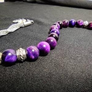 Islamic Purple Tigereye Prayer Beads: Tasbih Misbaha
