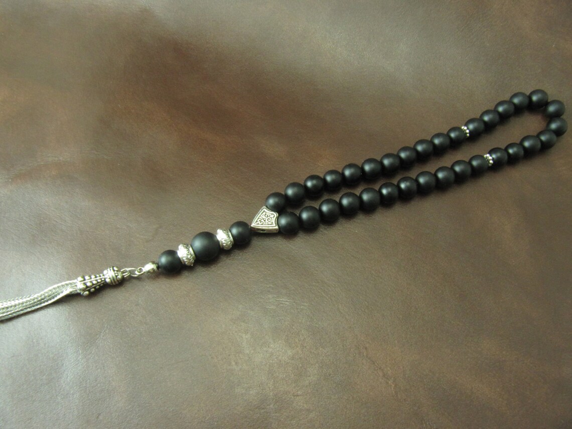 Turkish Islamic 33 Prayer Beads Tespihmatte Onyx Beads | Etsy