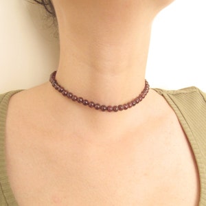 Red Garnet Choker - Beaded Red Choker Necklace - Garnet Necklace - Choker - Girlfriend Gift,