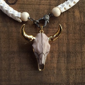 Longhorn snake vertebrae necklace with pave diamond clasp image 3