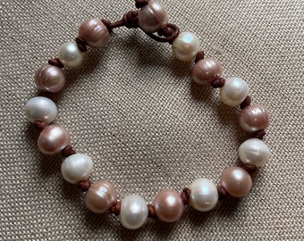 Unisex one of a kind golden Pearl bracelet