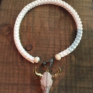 Longhorn snake vertebrae necklace with pave diamond clasp image 2