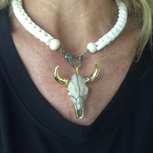 Longhorn snake vertebrae necklace with pave diamond clasp image 4