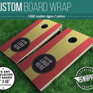 Cornhole Vinyl Decals, Bag Toss Board Wraps, Add your own LOGO & COLORS - Pair