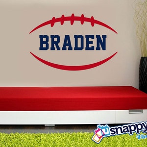 Personalized Monogram Football Wall Decal - Nursery Baby Kids Boys Teens Room Playroom Sports Wall Art Decor (Removable)