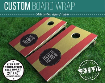 Cornhole Vinyl Decals, Bag Toss Board Wraps, Add your own LOGO & COLORS - Pair