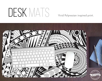 Polynesian Pattern Desk Mat – Extended Mousepad, Hand Washable