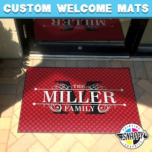 Personalized Family Welcome Mat, Custom Housewarming Wedding Anniversary Realtor Gift, Personalized  Doormat Name
