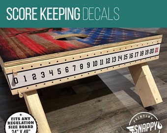 Two Cornhole Scoring Decals - 2" x 24" (Pair) Gloss Laminated - Bags, Backyard Games, Cornhole Sticker