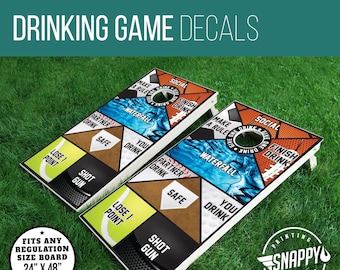 Drinking Game Cornhole Decals - All Sports - PAIR - Vinyl Decals, Cornhole Wraps, Bag Toss Decals, House Party, Backyard BBQ, Drinking Game