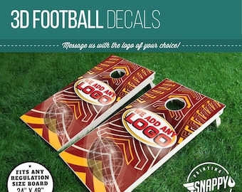 3D Football Cornhole Decals – Custom Logo, Weatherproof Vinyl Pair
