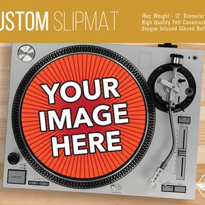 Custom Turntable Slipmat - ONE - 12" or 7" - LP Record Player DJ Pad - 16oz Felt w/ Glazed Bottom