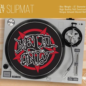 Metal Only Turntable Slipmat - 12&quot; LP Record Player, DJ Slipmat- 16oz Felt w/ Glazed Bottom