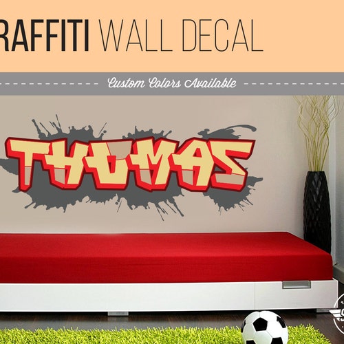Graffiti Name Wall Art Decal Personalized Hip Hop Boys Room Etsy