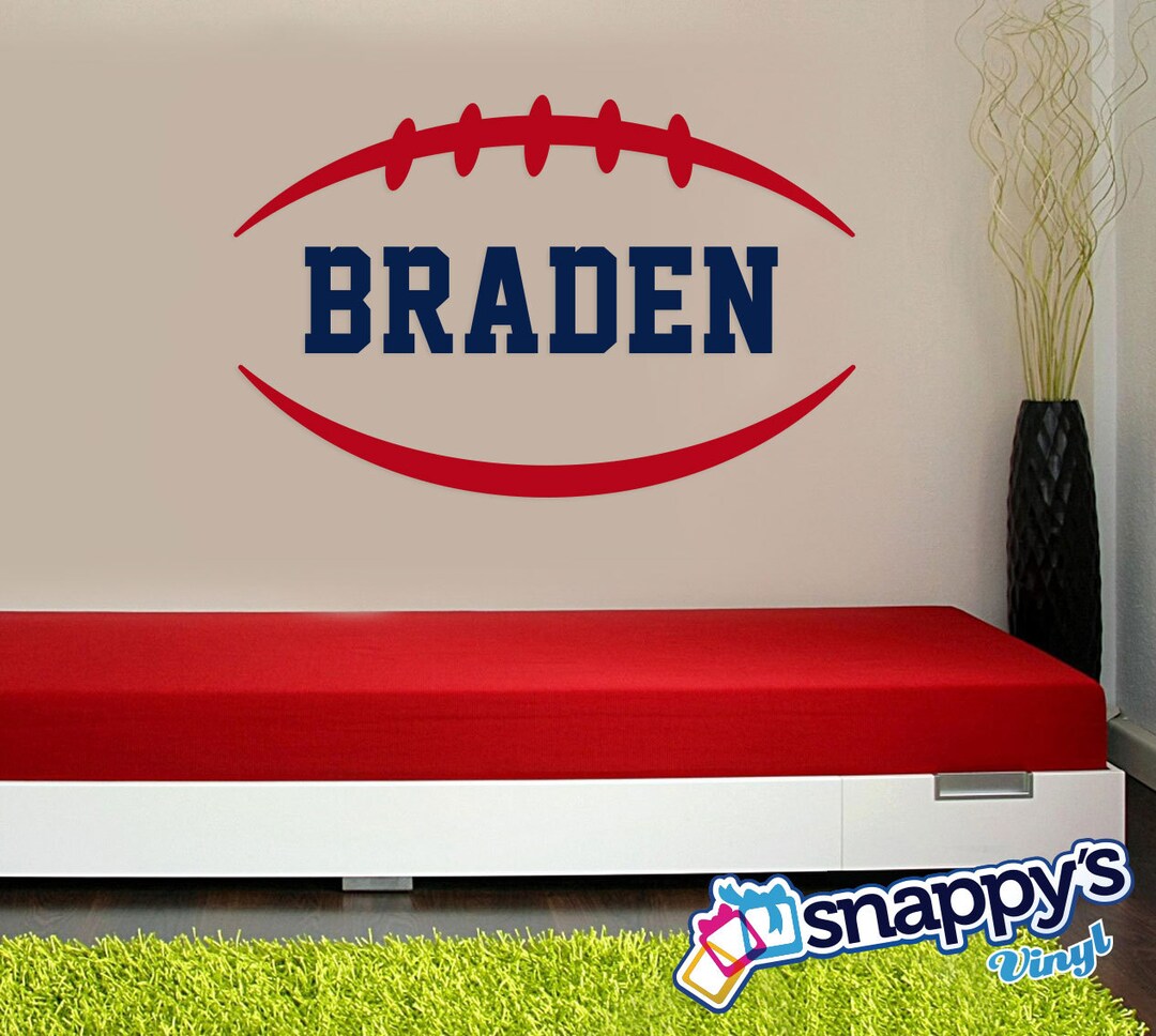 Personalized Monogram Football Wall Decal Nursery Baby Kids Boys Teens