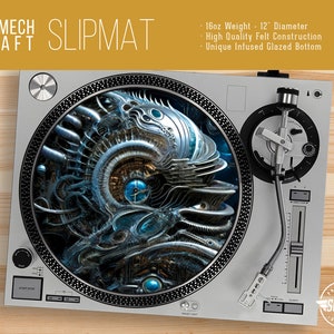 BioMech Craft Turntable Slipmat - 12" and 7" LP Record Player, DJ Slipmat- 16oz Felt w/ Glazed Bottom