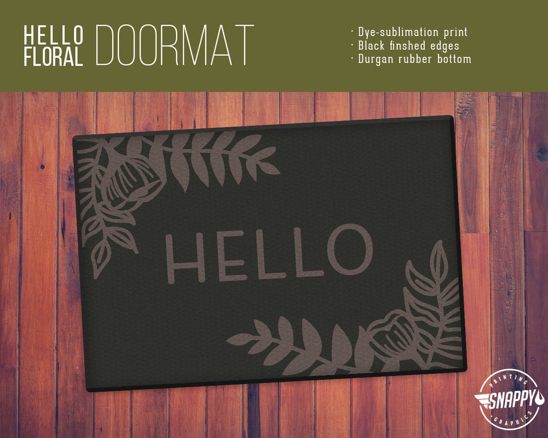 Hello Floral Mat/doormat/rug 2 Sizes High Etsy