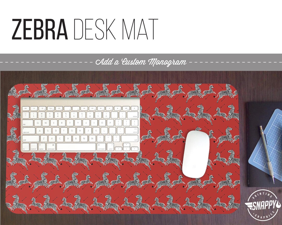 Zebra Desk Mat W/ Custom Monogram 3 Sizes High Quality Etsy
