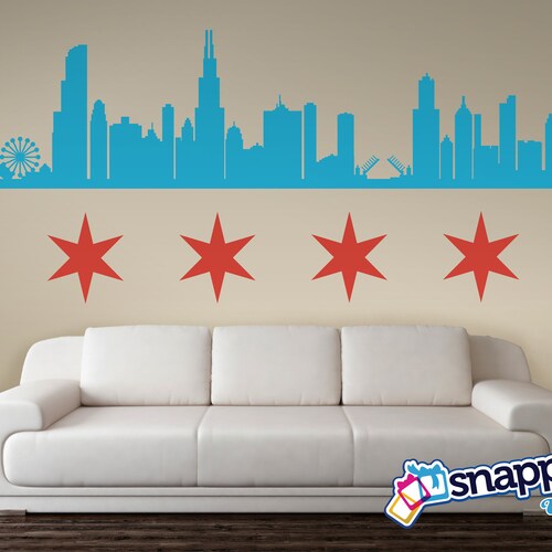 Chicago Landmarks Skyline Wall Decal Custom Wall Decal Wall Etsy