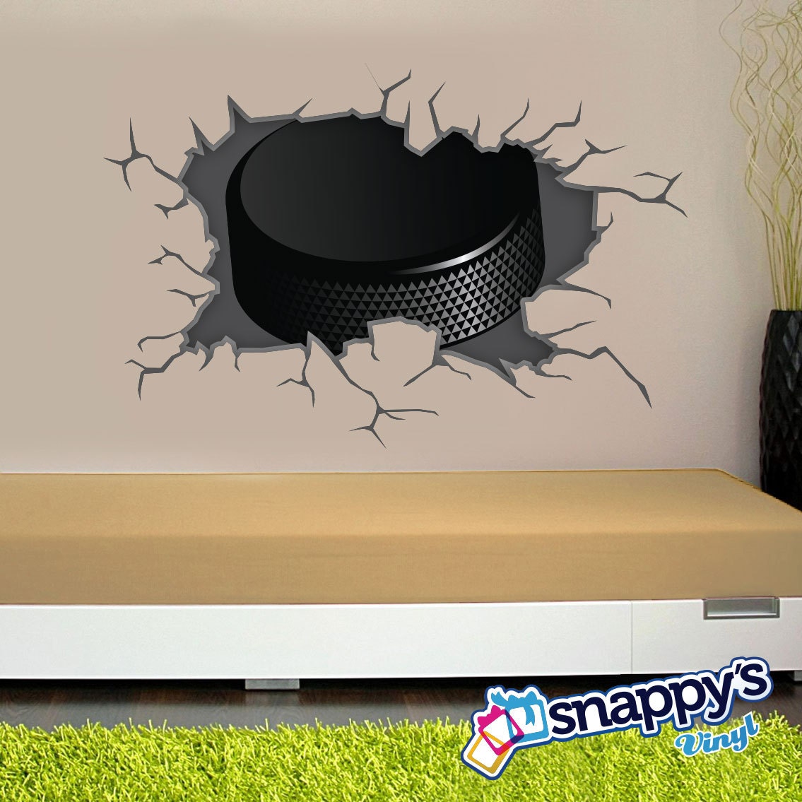 Hockey Puck Breaking Through bursting shattering the wall Etsy