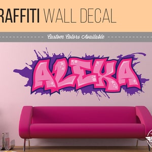 Custom Graffiti Name, Style and Color Scheme Wall Decal - Vinyl, Wall Art, Kids Room, Rec Room, Decor, Room Graphics, Easy Application!