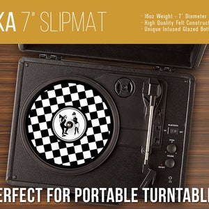 Ska 2 Tone 7 Inch Turntable Slipmat - Portable Record Player, DJ Slipmat- 16oz Felt w/ Glazed Bottom