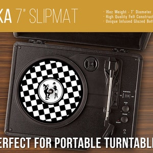 Ska 2 Tone 7 Inch Turntable Slipmat Portable Record Player, DJ Slipmat 16oz Felt w/ Glazed Bottom image 1