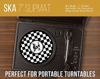 Ska 2 Tone 7 Inch Turntable Slipmat - Portable Record Player, DJ Slipmat- 16oz Felt w/ Glazed Bottom