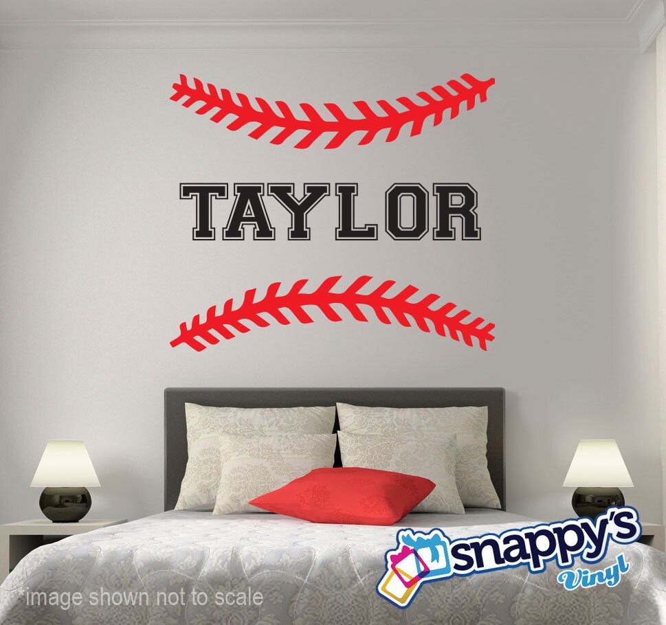 Personalized Baseball Softball Wall Decal Custom Decals Decor Sports Art